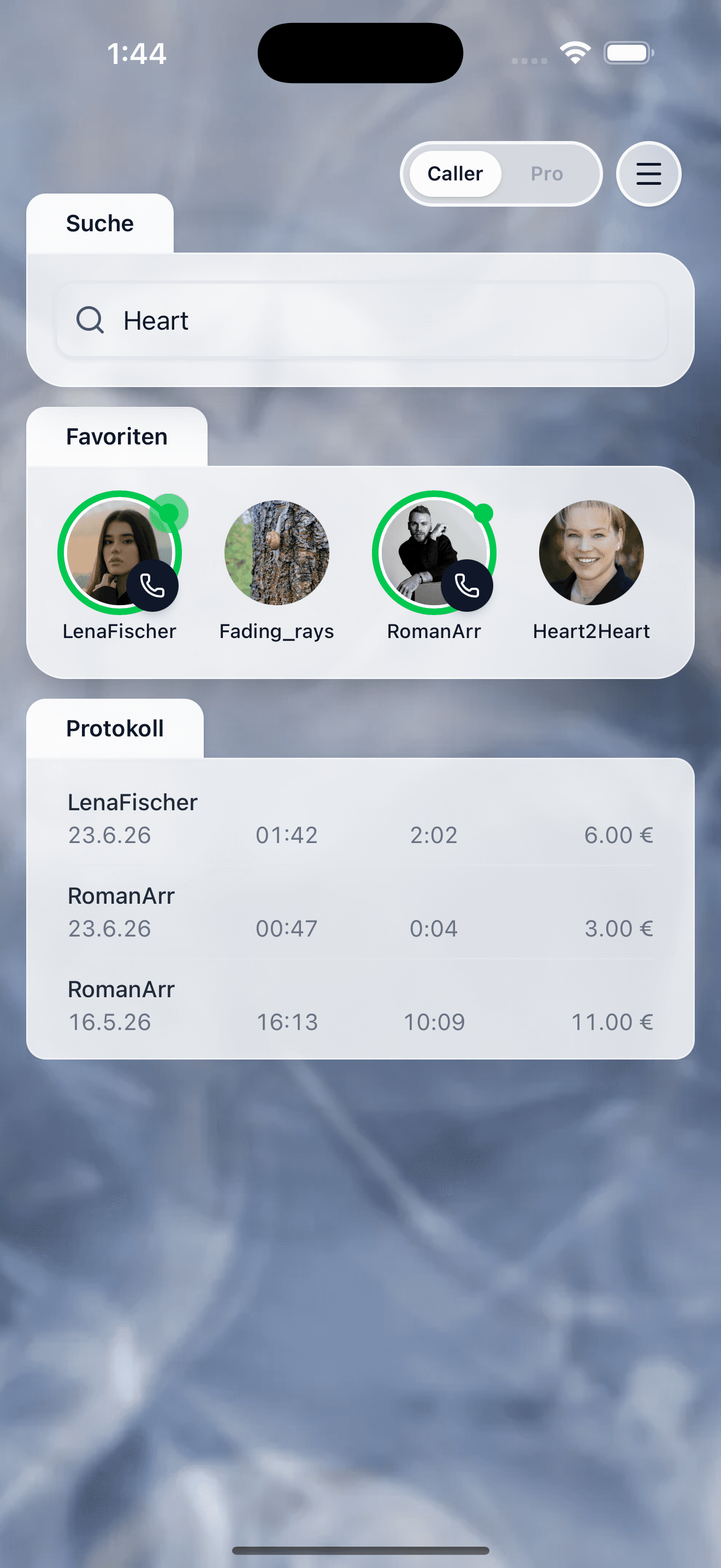 Anrufer-Dashboard